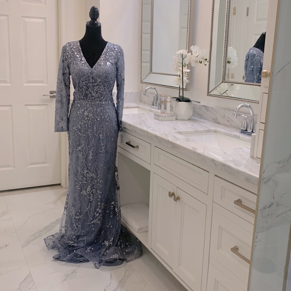 Smoky Blue Evening Dress